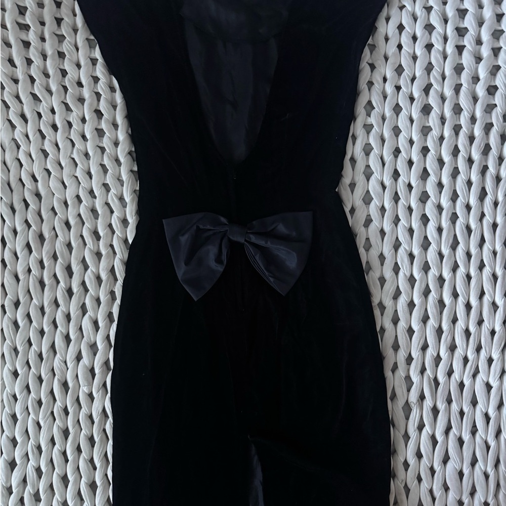 ✨ VTG ✨ Roberta California Velvet Midi Dress w Bow Accent